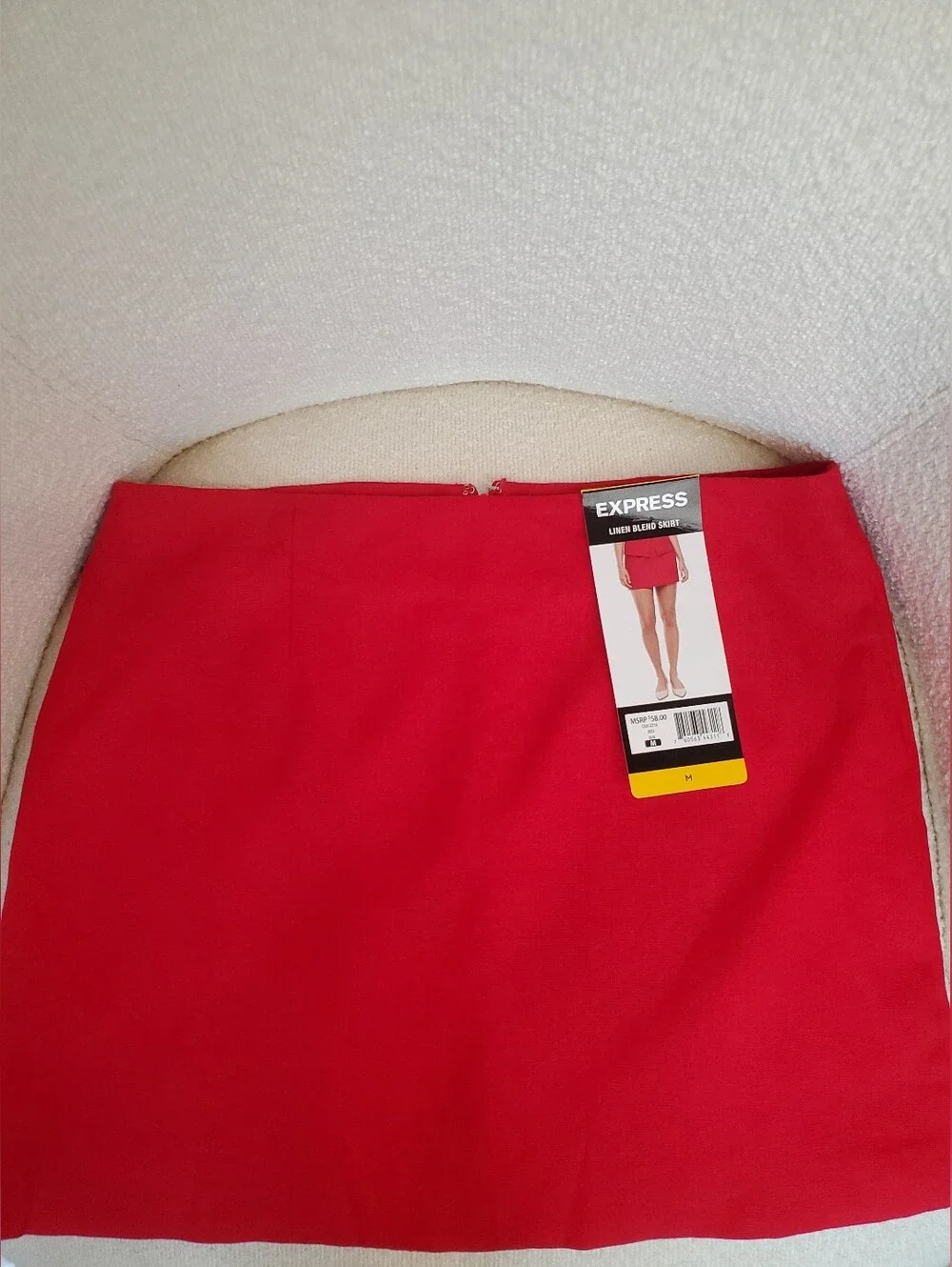 NWT Express Red Mini Skirt Linen Blend Women's Size Medium  Hidden Back Zipper - Picture 2 of 9